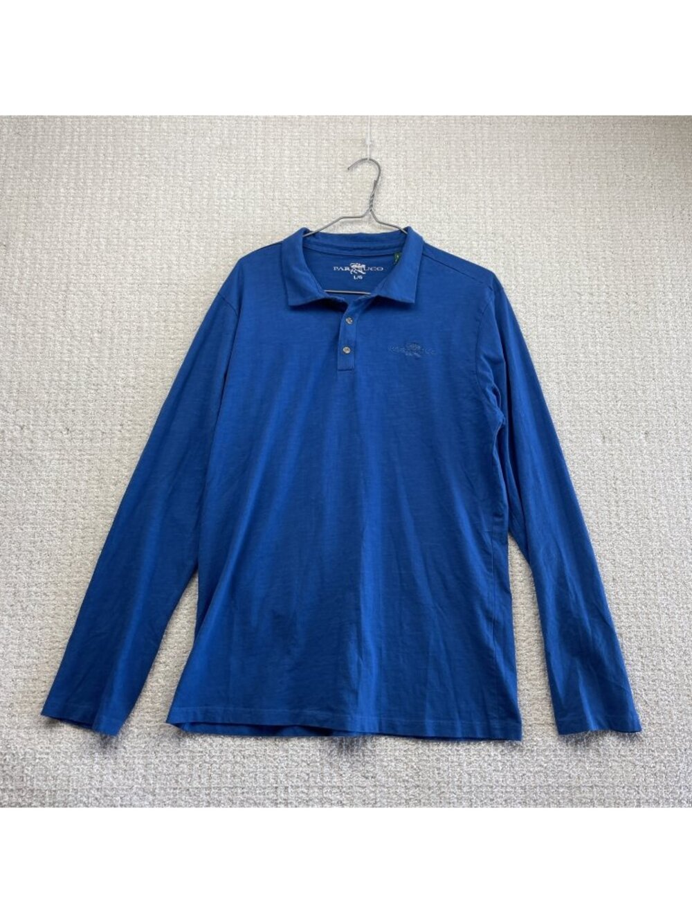 Y2K Parasuco Long Sleeve Rugby Polo Shirt Men Size L Blue Preppy Grunge